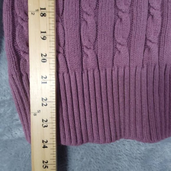 Loft Womens Sweater Pullover Solid Purple Long Sleeve Turtleneck Cable Knit‎ XS - Picture 4 of 7